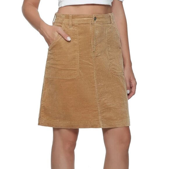 Jeanir Corduroy Tan Midi Skirt Cottagecore Twee Prairie Coastal Cowgirl Boho - Picture 5 of 15